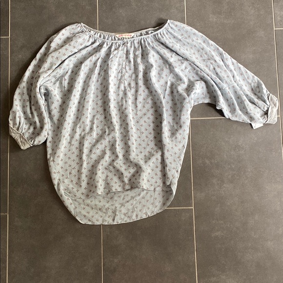 Rebecca Taylor Tops - Rebecca Taylor light blue silk floral peasant blouse women’s size‎ 2